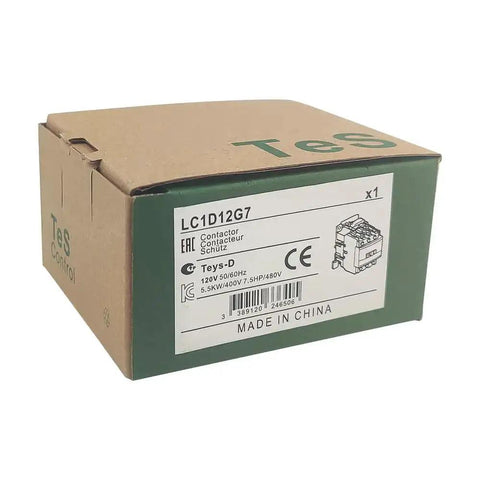 Boxed Non-Reversing Three-Pole 120V AC Magnetic Contactor With 12 Amp Coil And 1 NO 1 NC Auxiliary Contact, packaging view