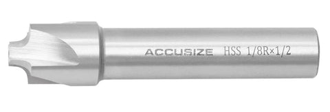 Pro Grade Corner Rounding End Mill For Milling Rounded Corners With One Eighth Inch Radius One Half Inch Shank Five Eighths Inch Cutter Three Inch Overall Length High Speed Steel Right Hand Cut Model 1011 0018 Accusize Industrial Tools