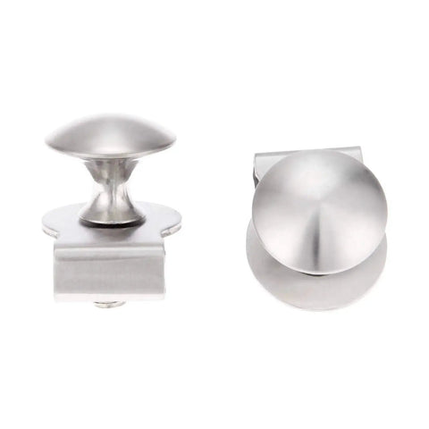 Round Glass Door Pull Handle 29mm Diameter for 5-8mm Glass Thickness Stainless Steel Clamp Clips, front and top view