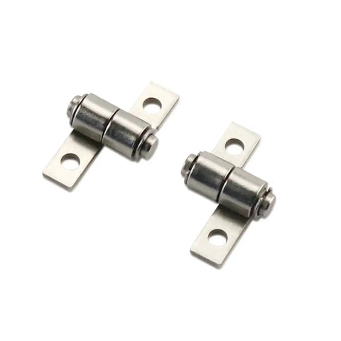 Two metal 360-degree adjustable stop-damping hinges with mounting plates