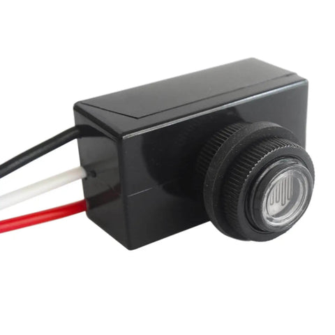 Outdoor Dusk To Dawn Photoelectric Switch 120V To 277VAC 5 Amp No Fuss Hardwired Photocell Sensor, black compact design