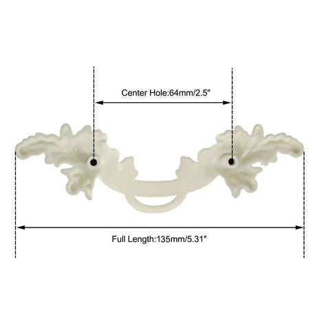 8 Pack 2.5 Inch Drawer Pull Handles Vintage Cabinet Knobs Shabby Chic European Style; dimensions highlighted; cream white with silver edge