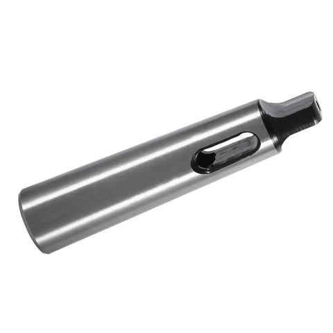 Morse taper drill sleeve adapter MT1 to MT2, metal cylindrical chuck sleeve with side slot.