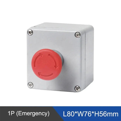 Front view of Metal Push Button Control Box Explosion Proof Junction Waterproof Enclosed Emergency Start Reset Electric 1P Emergency