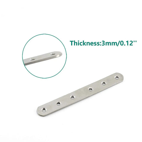 4 Pack Flat Mending Plate For Wood Stainless Steel Straight Brackets 200mm Eight Inch Length With Six Screw Holes Thickness 3mm