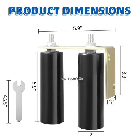 Six Inch Sliding Gate Roller With Adjustable L Bracket Heavy Duty Universal Gate Guide Kit product dimensions diagram