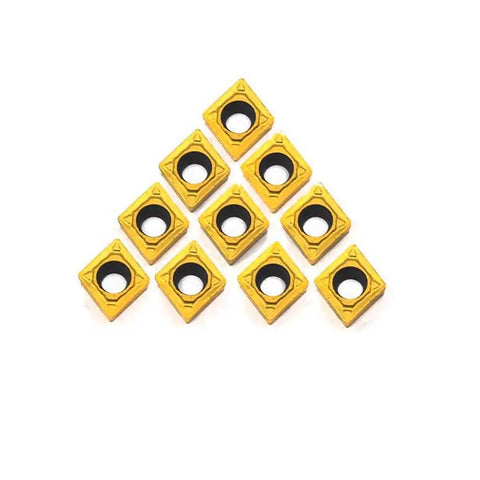 Carbide Turning Inserts CCMT060204 Multilayer Coated For CNC Lathe Turning Fast Cutting Speeds Long Life Low Friction Set Of 10 Pieces