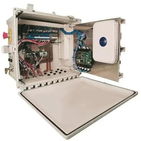 Open Tough As Nails Polycarbonate Enclosure for Industrial Control Panels With IP 68 Protection and Hinged Locking Clear Cover