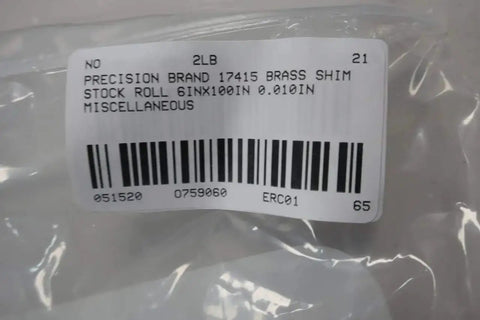 Label on Brass Shim Stock Roll 6 Inch By 100 Inch 0.010 Inch Gauge Model 17415 For DIY Metalworking And Machinist Shimming