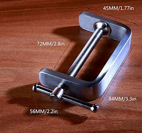 Stainless steel C-clamp with screw; 72mm throat and 84mm length for woodworking and automotive repairs.