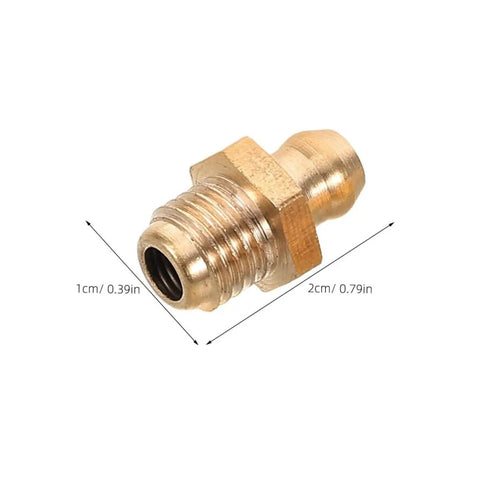 Close-up of a heavy duty copper nipple from the Copper Oil Nozzle Kit With 9 Pieces Straight And Angled Grease Fittings For Cars And Excavators.