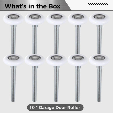 10 Pack Nylon Garage Door Rollers with 1.8 Inch Wheel Diameter and 4.7 Inch Stem, Quiet and Low Noise, for Garages and Barns
