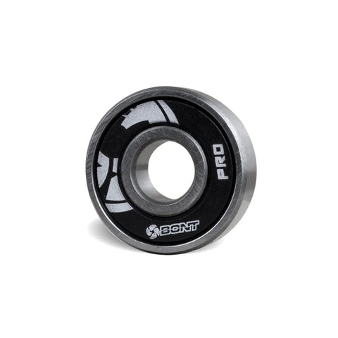 Bont Pro Racing 608 skate bearing, black outer ring with BONT logo, silver inner race.