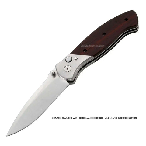DDR3BL DIY Folding Knife Kit With Button Lock 440C Stainless Steel Blade 600 Grit Satin Finish Pre Machined Padauk Handle Scales Gift Boxed Parts Kit USA Design For Building Your Own EDC Knife