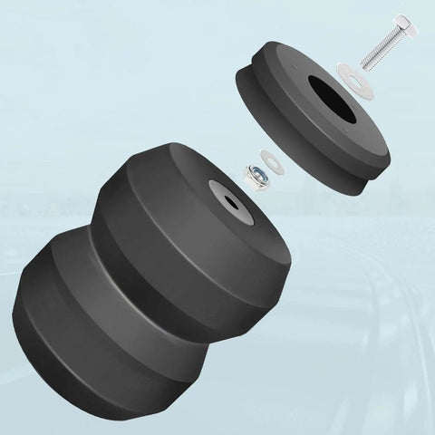 FLOVENTIS rubber suspension bushing kit; exploded view with two black bushings and mounting hardware