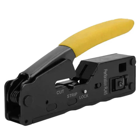 3 In 1 Network Wire Crimping Tool With Cutter And Stripper Adjustable Crimp Modes For CAT5 CAT6 CAT7 Ethernet, yellow handle