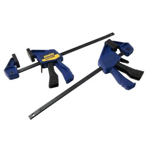 One Handed Micro Bar Clamp Set For Woodworking With Non Marring Pads Quick Release Trigger Four And A Quarter Inch Throat Great For Small Pieces In Tight Spaces Two Pack IRWIN Quick Grip