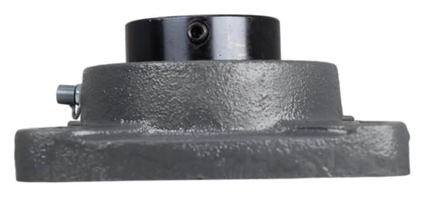 Side view of One And Three Quarter Inch Four Bolt Flange Bearing With Cam Lock Collar Cast Iron Housing Grease Zerk Bore RCJ P4B SXR