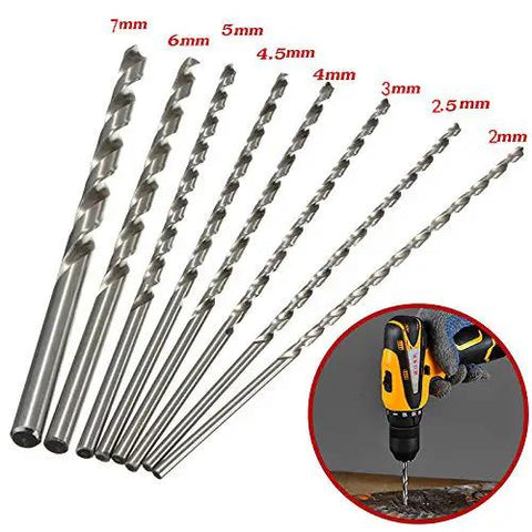 Heavy Duty 8 Piece Extra Long Twist Drill Bits Set With 200mm Length And Straight Shank For Drilling Steel Wood Plastic Aluminum Jewelry 2mm To 7mm Capacity Perfect For Home Workshop Projects