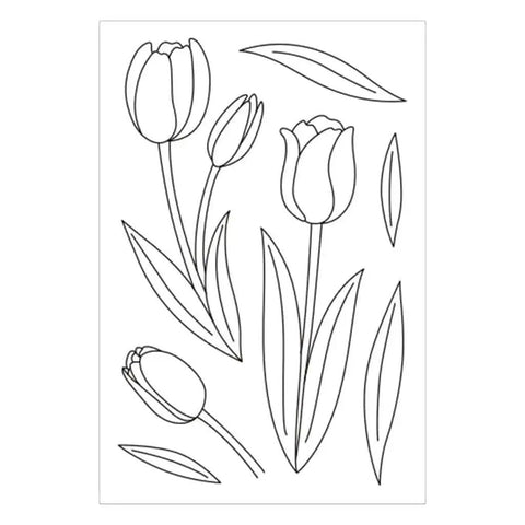 Clear Stamp And Die Set For Card Making And Scrapbooking, DIY Embossing And Photo Album Craft Kit, tulip flower design