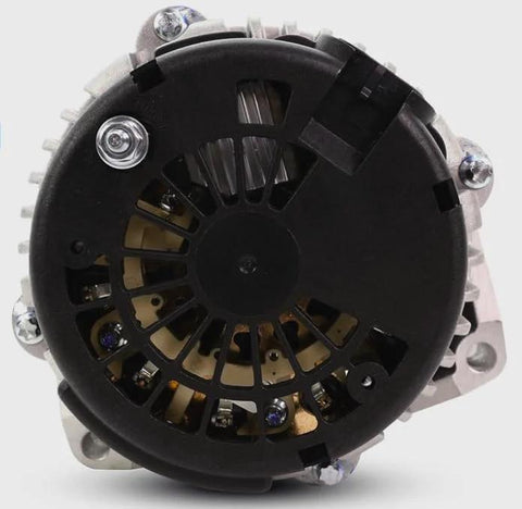 Rear view of Beefy 250 Amp High Output Alternator For Silverado Suburban 2002 Through 2006 With 4 Pin Regulator Plug Connector