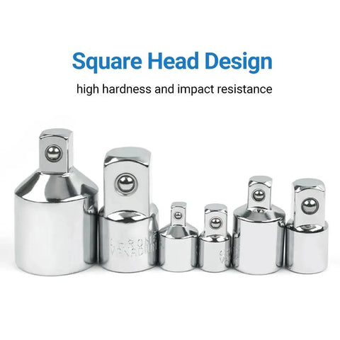 Tyenaza 6-piece chrome socket adapter set for impact drivers with square drive ends