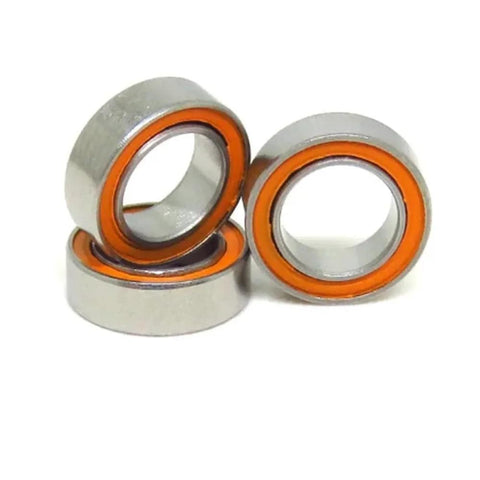 4 pcs S688 ball bearings, 8x16x5 mm, metal housing with orange seals.