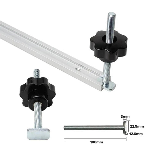 Must Have Track Knob Kit And Track Bolt Set For Woodworking Jigs And Fixtures With Miter T Track Jig Accessories Includes 6 Knobs 6 Bolts And A Stable Clamp Plus Handle T Slot Chute M8 By 100mm For Precise Positioning