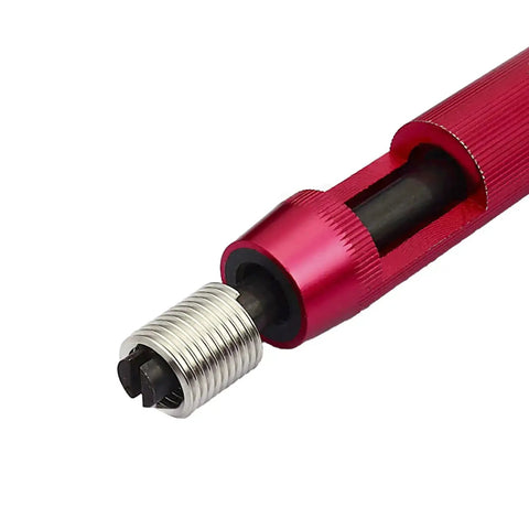 Close-up of 5/16-18 UNC 3D Helicoil Wire Thread Inserts Set in 304 Stainless Steel with installation tool for thread repair