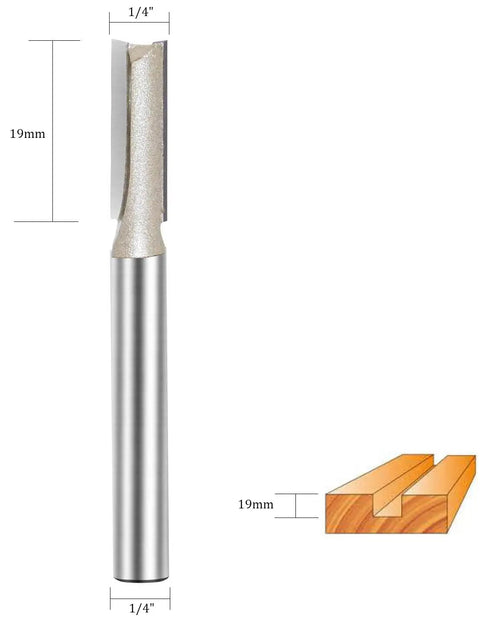 1/4 Inch Shank 1/4 Inch Cutting Diameter 2 Flute Straight Router Bit Carbide Tipped Plunge Router Bit 4 Pack For Woodworking