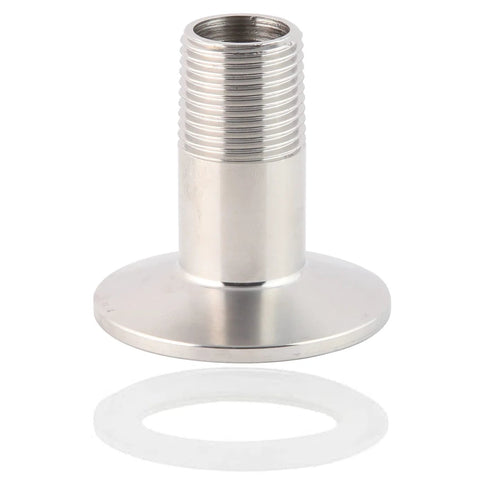 Stainless steel 1.5 inch tri-clamp to 3/4 inch NPT male sanitary brewing adapter with 50.5 mm ferrule OD and gasket