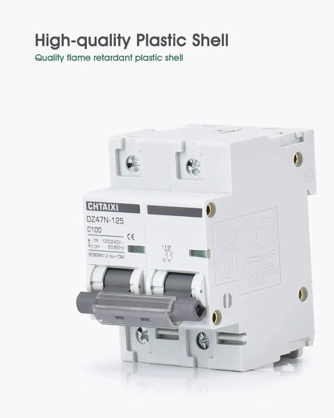 80 Amp 2 Pole AC Miniature Circuit Breaker With Thermal Magnetic Trip For 120V 240V DIN Rail Mount Solar Disconnect MCB 2P C80 Overload And Short Circuit Protection DIY Friendly Panel Mount Heavy Duty Electrical Breaker with plastic shell