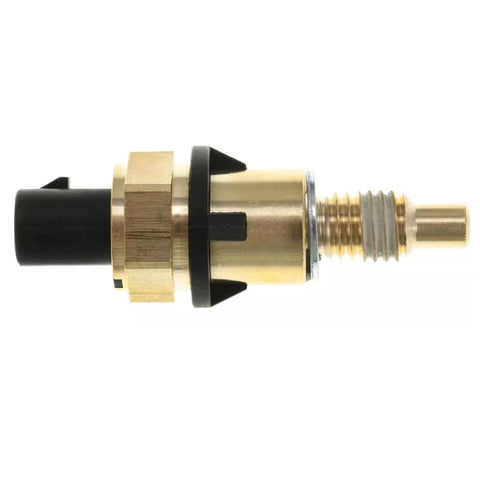Engine coolant temperature sensor with brass body, threaded fitting, and black electrical connector.