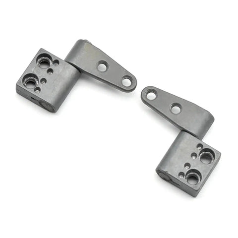 Stop-at-will constant torque hinge components in gray metal; two mounting blocks connected by a bent link bar