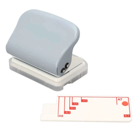 3 Hole Handheld Paper Punch Grab And Go, 5 Sheet Capacity Metal Puncher with Positioning Post Ruler for A4 A5 A6 A7 Binders