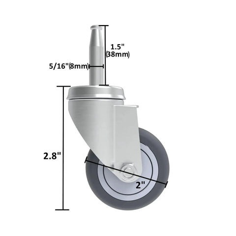 Set Of Four 2 Inch TPR Wheel Castors For Shop Vac Wet Dry Vacs With Stem Diameters 8mm Or 5/16 Inch And Stem Length 38mm Or 1.5 Inch Replacement Caster Set For Vacuum Mobility And Floor Protection