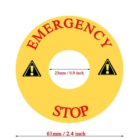 Emergency Stop Ring Replacement Button Cover for Push Button Switches, Yellow Plastic Safety Ring, 61mm Outer Diameter, 23mm Inner Diameter