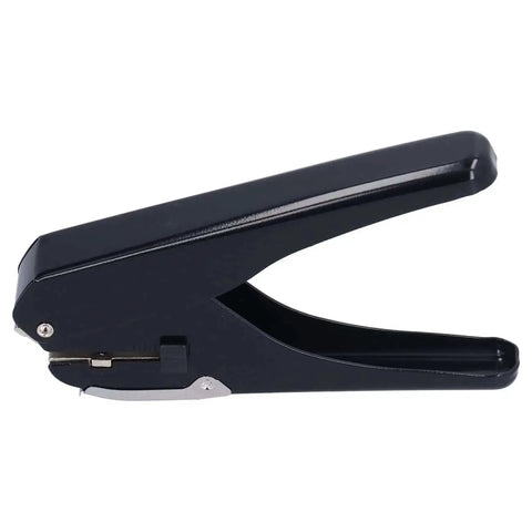 Handheld Single Hole Punch For Up To 10 Sheets, Heavy Duty Metal Punching Tool With Paper Stopper, side angle view