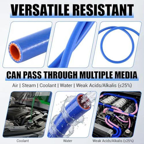 Blue silicone heater hose, 3/4 in ID, 10 ft roll, reinforced for automotive cooling systems