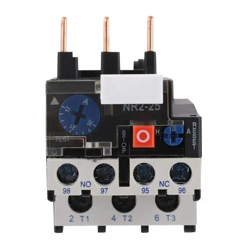 Front view of Heavy Duty Thermal Overload Relay for Electric Motors, Adjustable Protector With 17 To 25 Amp Range showing bindings.