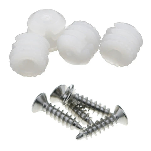 50 Pack Plastic Hinge Pin Inserts With Nickel Plated Screws For Cabinet DIY Repair And Replacing Loose Hinges, 9mm Pin Diameter, 8mm Pin Height, 4 x 12mm Screws, Durable PP Construction