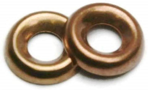 Silicon Bronze Finishing Cup Washers for Countersunk Screws, Marine Grade and Saltwater Ready, Size Eight, close-up view