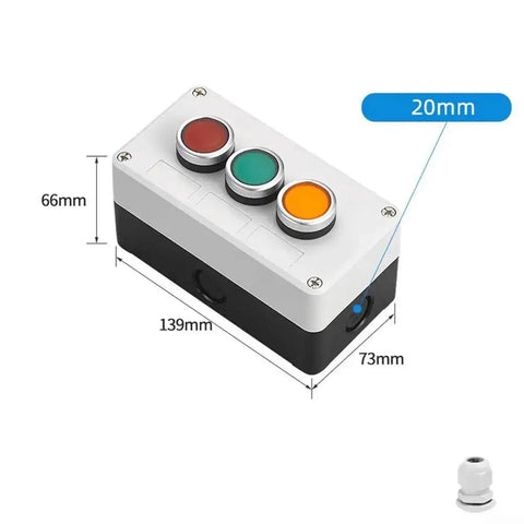 Industrial Grade 22mm Panel Mount Push Button Switch Box With Self Locking On Off Toggle, IP65 Waterproof and Oil Resistant Seal