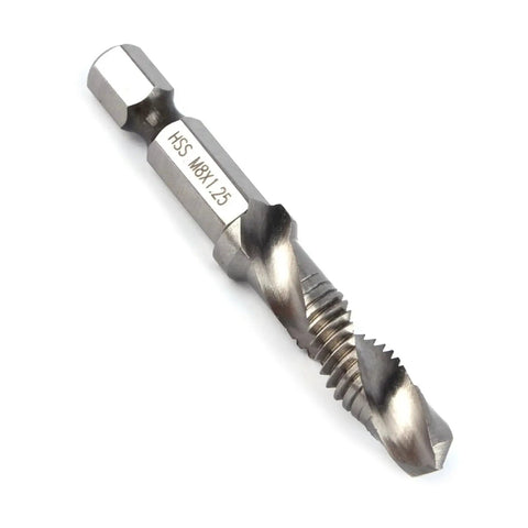 All In One HSS Drill Tap Bit M8 X 1.25 Self Centering Chamfering Tool for Soft Metals Iron and Aluminum