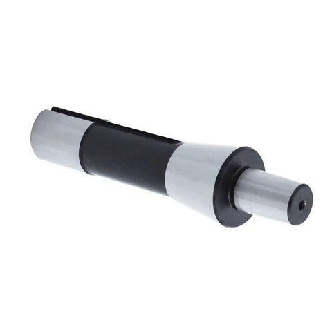 R8 shank drill chuck arbor with silver/black body; R8 to JT6 taper drill sleeve adapter
