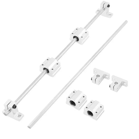 8mm By 400mm CNC Linear Rail Shaft Rod And SC8UU Bearing Block Set with 21mm sliding block height, visible components