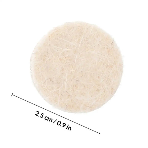 Close-up of a 2.5 cm white wool felt wheel from 120-Piece Wool Felt Polishing Wheel Set With Mandrel For Drill And Rotary Tools