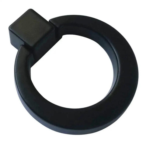 Flat Black Zinc Alloy Cabinet Handle 46mm By 40.6mm Single Hole Drawer Pull 11mm Projection 5 Pack Ideal For Cabinets Dressers