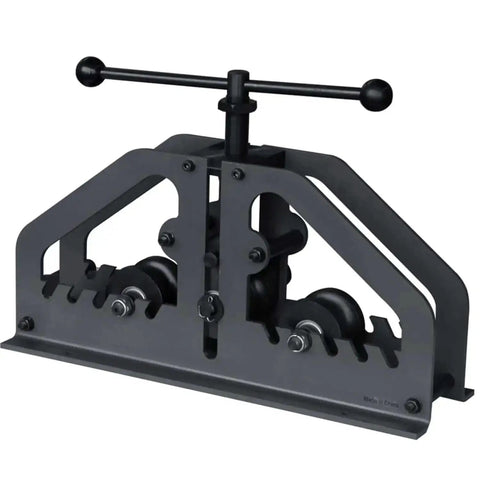 Three Roll Tube Roller Bender for 1.5 Inch Pipe and 2 Inch Tube, heavy-duty modular metal forming tool for exhaust and HVAC fabrication.