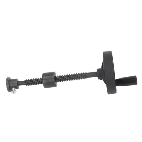 Self Locking Vise Screw For Workbench T16X220MM With 100MM Handwheel, 140MM Stroke, showing side view of black metal construction